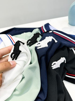 Ralph Lauren Striped Trim Long Sleeve Polo Shirt