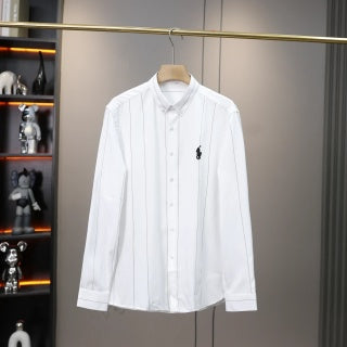 Ralph Lauren Shirt Fine Stripe Cotton Stand Collar Long Sleeve Shirt