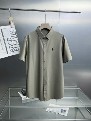 Ralph Lauren Shirt Solid Short Sleeve Wrinkle-Resistant Dress Shirt