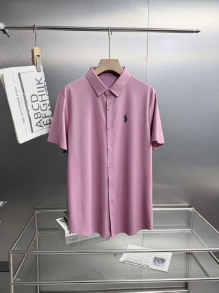 Ralph Lauren Shirt Solid Short Sleeve Wrinkle-Resistant Dress Shirt
