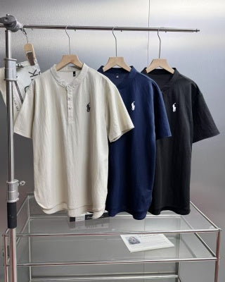 Ralph Lauren Linen Henley Collar Polo Shirt