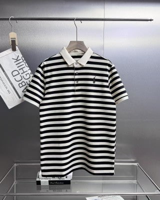 Ralph Lauren Polo Shirt Mulberry Silk Striped Short Sleeve Polo