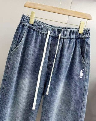 Ralph Lauren Pants Washed Cotton Drawstring Straight-Leg Trousers