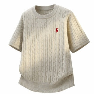 Ralph Lauren T-shirt Cable Knit Short Sleeve Crewneck Tee