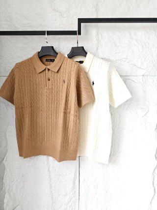 Ralph Lauren Solid Cable Knit Polo Shirt