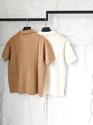 Ralph Lauren Solid Cable Knit Polo Shirt