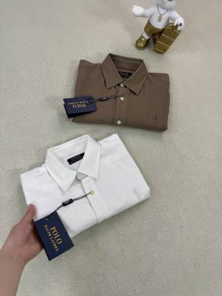 Ralph Lauren Shirt Linen Two-Tone Short Sleeve Shirt