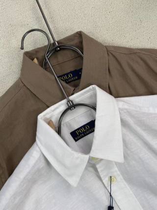 Ralph Lauren Shirt Linen Two-Tone Short Sleeve Shirt