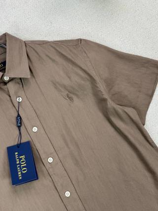 Ralph Lauren Shirt Linen Two-Tone Short Sleeve Shirt
