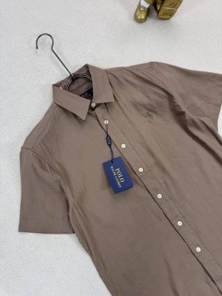 Ralph Lauren Shirt Linen Two-Tone Short Sleeve Shirt