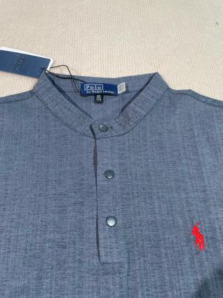 Ralph Lauren Polo Shirt Textured Henley Collar Short Sleeve Polo