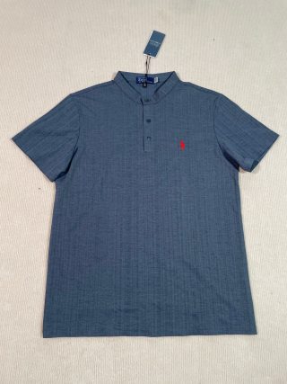 Ralph Lauren Polo Shirt Textured Henley Collar Short Sleeve Polo