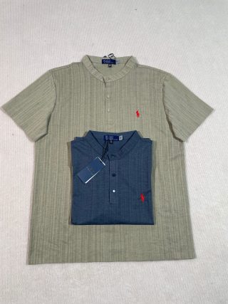 Ralph Lauren Polo Shirt Textured Henley Collar Short Sleeve Polo