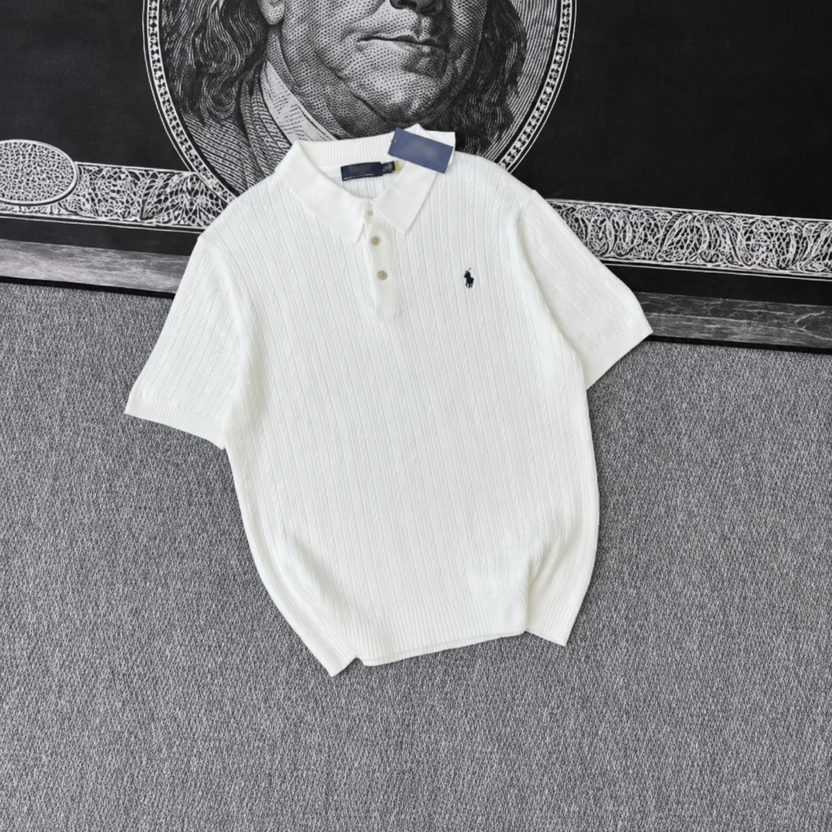 Ralph Lauren Polo Shirt Cable-Knit Cotton Short Sleeve Polo