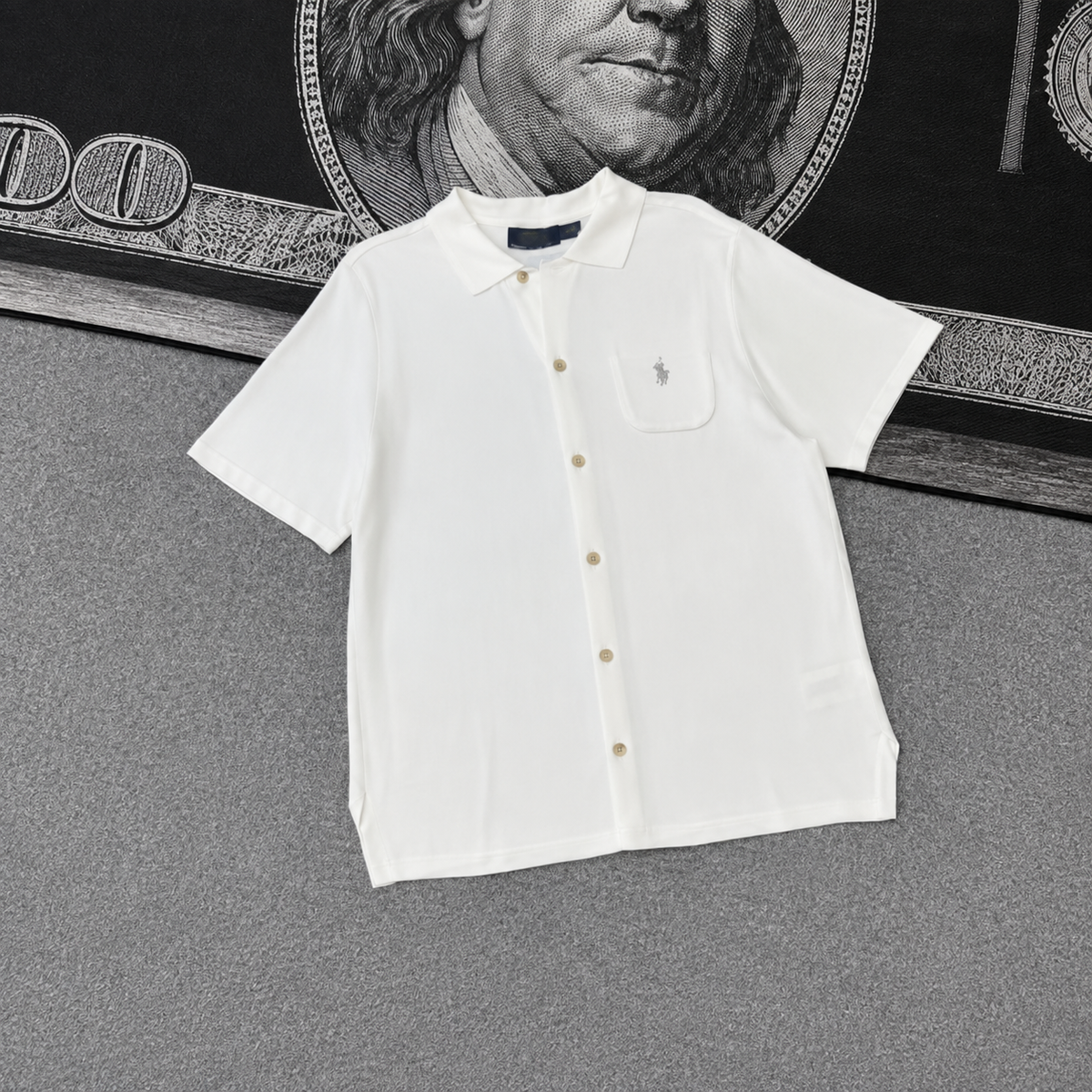 Ralph Lauren T-shirt Convertible Collar Button-Front Knit Tee