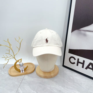 Ralph Lauren Hat White Brown Pony Soft-Crown Baseball Cap