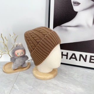Ralph Lauren Hat Mocha Brown White Pony Cable Rib Beanie
