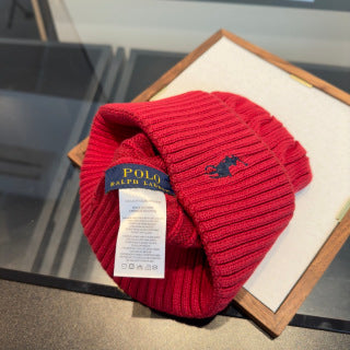 Ralph Lauren Hat Red Cable-Knit Fold-Cuff Beanie