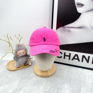 Ralph Lauren Hat Hot Pink Black Pony Script Brim Cap