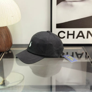 Ralph Lauren Hat Black Baseball Cap with White Pony Embroidery