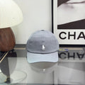 Ralph Lauren Hat Pale Slate Gray Baseball Cap with White Pony Embroidery