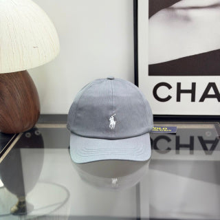 Ralph Lauren Hat Pale Slate Gray Baseball Cap with White Pony Embroidery
