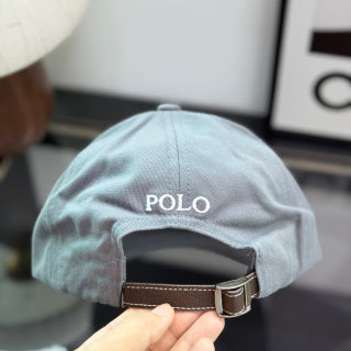 Ralph Lauren Hat Pale Slate Gray Baseball Cap with White Pony Embroidery
