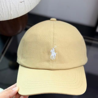 Ralph Lauren Hat Light Butter Yellow Baseball Cap with White Pony Embroidery