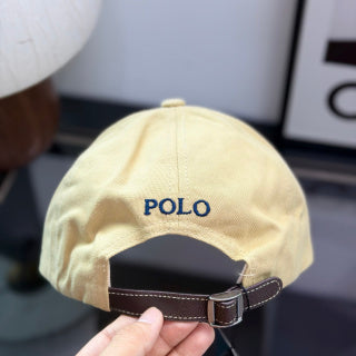 Ralph Lauren Hat Soft Yellow Baseball Cap with Navy Pony Embroidery and POLO Buckle Back