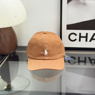Ralph Lauren Hat Warm Tan Baseball Cap with White Pony Embroidery