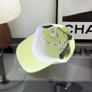 Ralph Lauren Hat Pale Lemon Baseball Cap with Navy Pony Embroidery