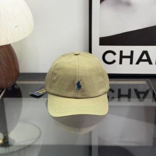 Ralph Lauren Hat Khaki Olive Baseball Cap with Navy Pony Embroidery and Blue POLO Back