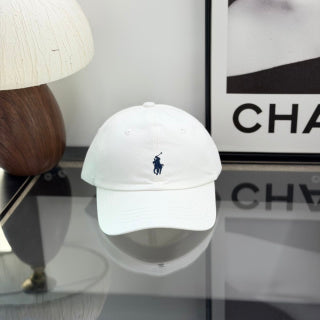 Ralph Lauren Hat White Baseball Cap with Navy Pony Embroidery