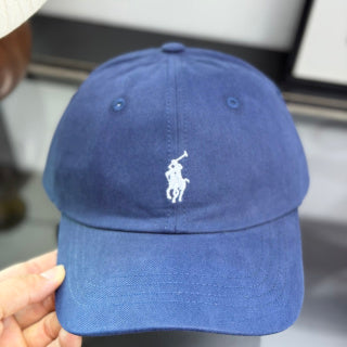 Ralph Lauren Hat Classic Navy Baseball Cap with White Pony Embroidery