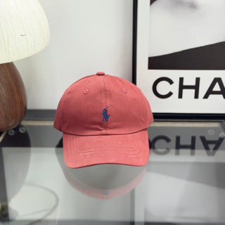 Ralph Lauren Hat Dusty Coral Baseball Cap with Navy Pony Embroidery