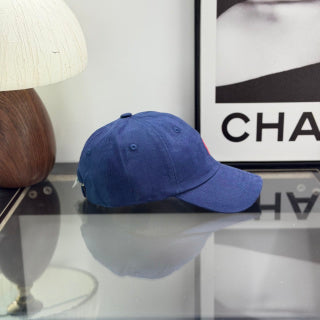Ralph Lauren Hat Washed Blue Baseball Cap with Red Pony Embroidery