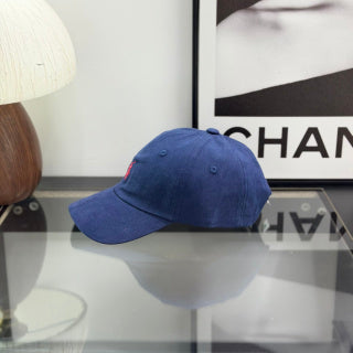Ralph Lauren Hat Washed Blue Baseball Cap with Red Pony Embroidery