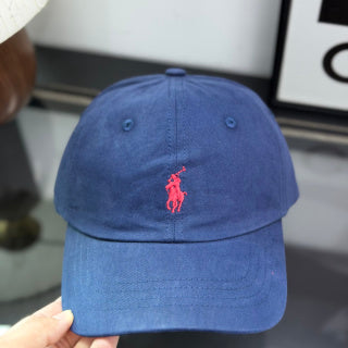 Ralph Lauren Hat Washed Blue Baseball Cap with Red Pony Embroidery