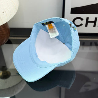 Ralph Lauren Hat Baby Blue Baseball Cap with Yellow Pony Embroidery