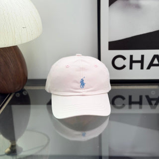 Ralph Lauren Hat Pale Rose Baseball Cap with Blue Pony Embroidery