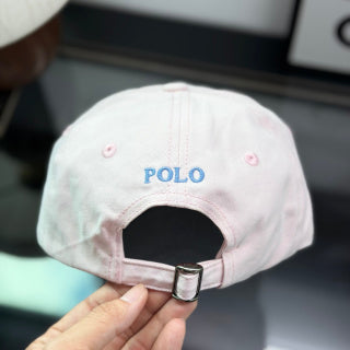 Ralph Lauren Hat Pale Rose Baseball Cap with Blue Pony Embroidery