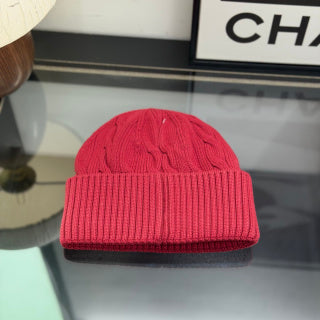 Ralph Lauren Hat Crimson Red Cable Knit Beanie with Blue Pony Embroidery