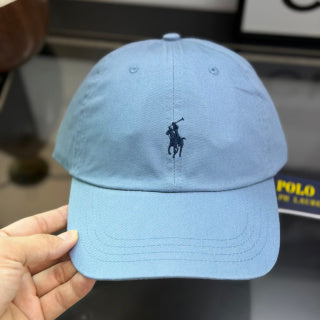 Ralph Lauren Hat Sky Blue Baseball Cap with Navy Pony Embroidery