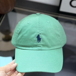 Ralph Lauren Hat Soft Aqua Green Baseball Cap with Navy Pony Embroidery