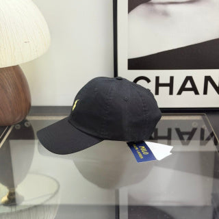 Ralph Lauren Hat Black Baseball Cap with Yellow Pony Embroidery