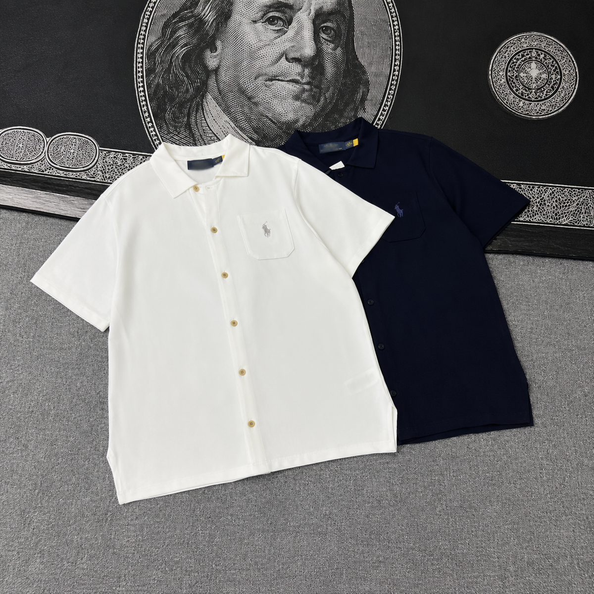 Ralph Lauren T-shirt Convertible Collar Button-Front Knit Tee