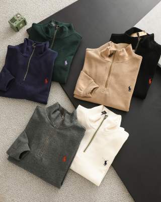 Ralph Lauren Sweatshirt Pony Embroidered Quarter-Zip Stand Collar Pullover