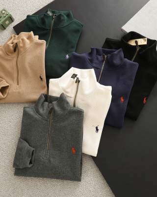 Ralph Lauren Sweatshirt Pony Embroidered Quarter-Zip Stand Collar Pullover