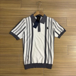 Ralph Lauren Vertical Stripe Ice Silk Knit Polo Shirt