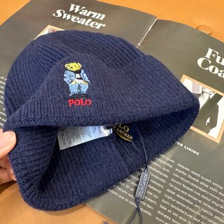 Ralph Lauren Hat Navy Polo Bear Ribbed Cuff Beanie